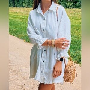 Free people white button down dress XS